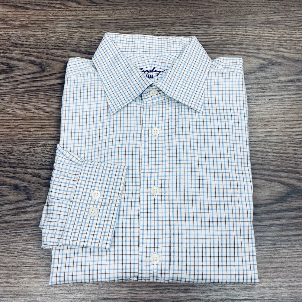 Coppley White, Blue & Brown Plaid Shirt 16-36